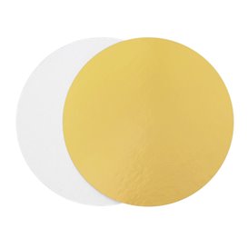 Paper Cake Circle Gold and White 22cm (100 Units) 