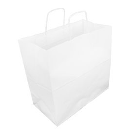 Paper Bag with Handles Kraft White 100g/m² 35+18x34cm (250 Units)
