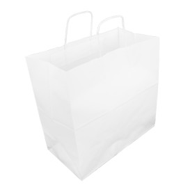 Paper Bag with Handles Kraft White 100g/m² 35+18x34cm (250 Units)