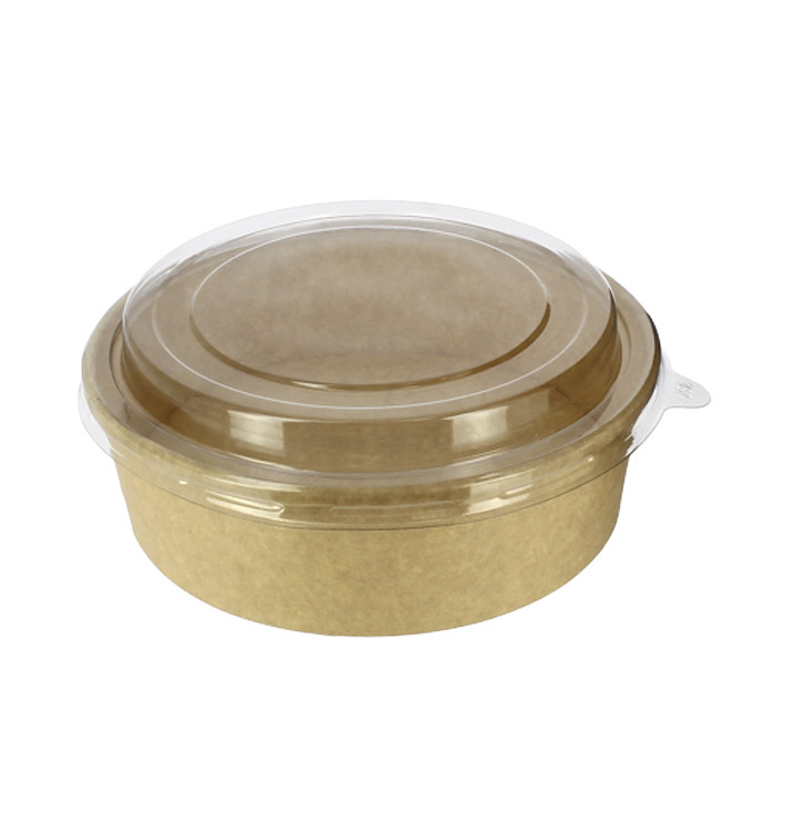 Paper Container Kraft-Kraft + RPET Lid 33Oz/1000 ml (100 Units) Paper Container Kraft-Kraft + RPET Lid 33Oz/1000 ml (100 Units)