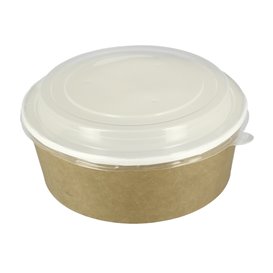 Paper Soup Bowl with Lid Kraft PP 33Oz/1000ml (25 Units)