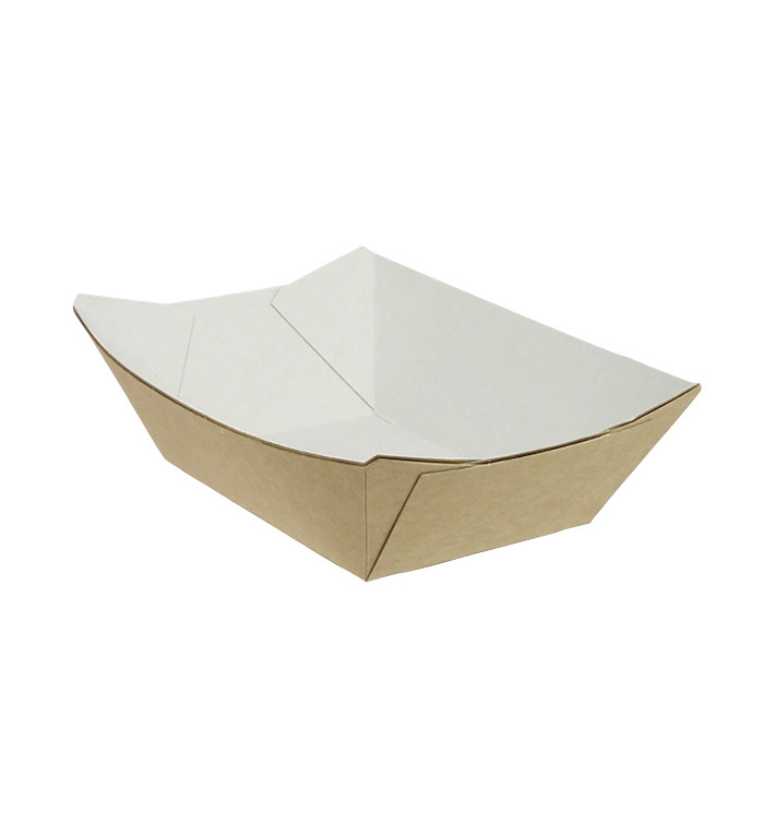 Paper Food Boat Tray Kraft 350ml 10,6x7,3x4,5cm (1000 Units) Paper Food Boat Tray Kraft 350ml 10,6x7,3x4,5cm (1000 Units)