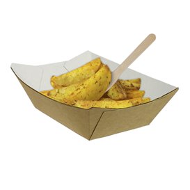 Paper Food Boat Tray Kraft 350ml 10,6x7,3x4,5cm (1000 Units)