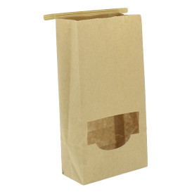 Paper Bag without Handle Kraft and Window 12+6x23,5cm (50 Uds)