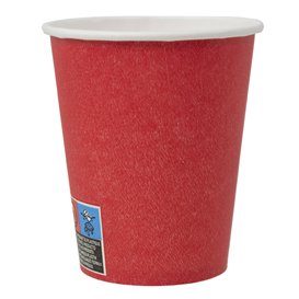 Plastic-Free Paper Cup 9 Oz/250ml "Colors" Red Ø8,0cm (20 Units)
