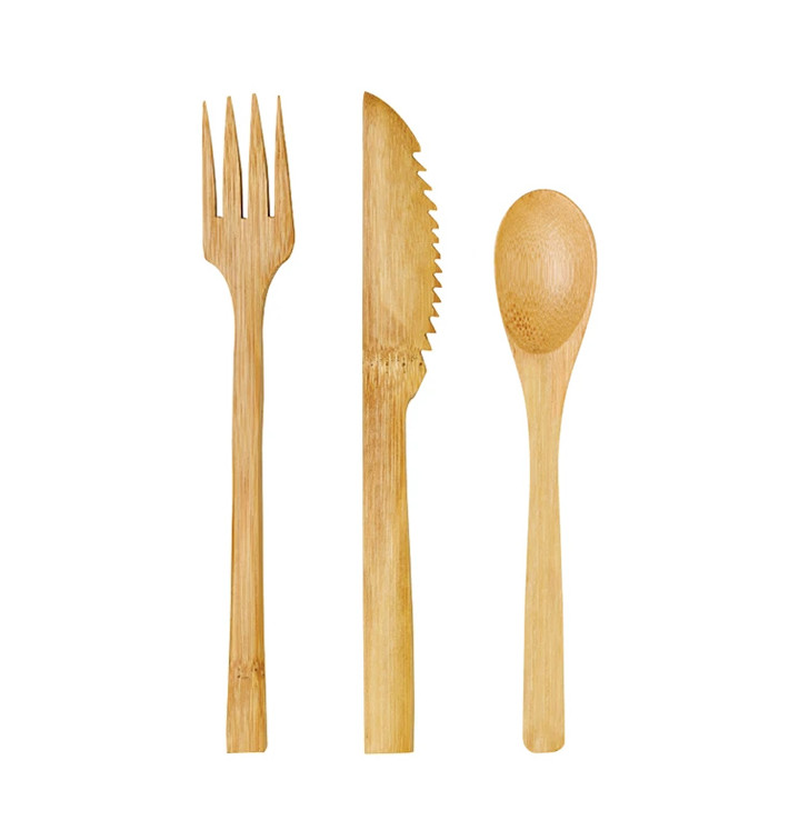 Bamboo Cutlery Kit: Fork + Knife + Spoon (50 Units) Bamboo Cutlery Kit: Fork + Knife + Spoon (50 Units)