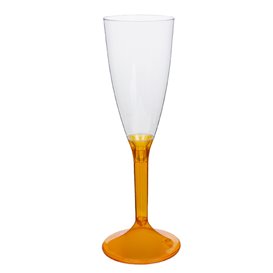 Plastic Stemmed Flute Sparkling Wine Orange Clear 120ml 2P (200 Units)