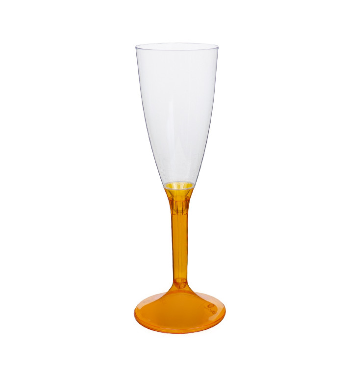 Plastic Stemmed Flute Sparkling Wine Orange Clear 120ml 2P (200 Units)