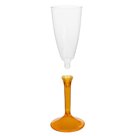 Plastic Stemmed Flute Sparkling Wine Orange Clear 120ml 2P (200 Units)