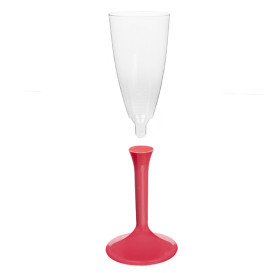 Plastic Stemmed Flute Sparkling Wine Coral 120ml 2P (20 Units)