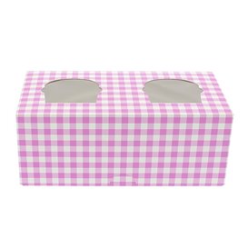Paper Cupcake Box 2 Slot Pink 19,5x10x7,5cm (20 Units) 