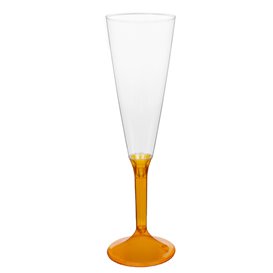 Plastic Stemmed Flute Sparkling Wine Orange Clear 160ml 2P (200 Units)