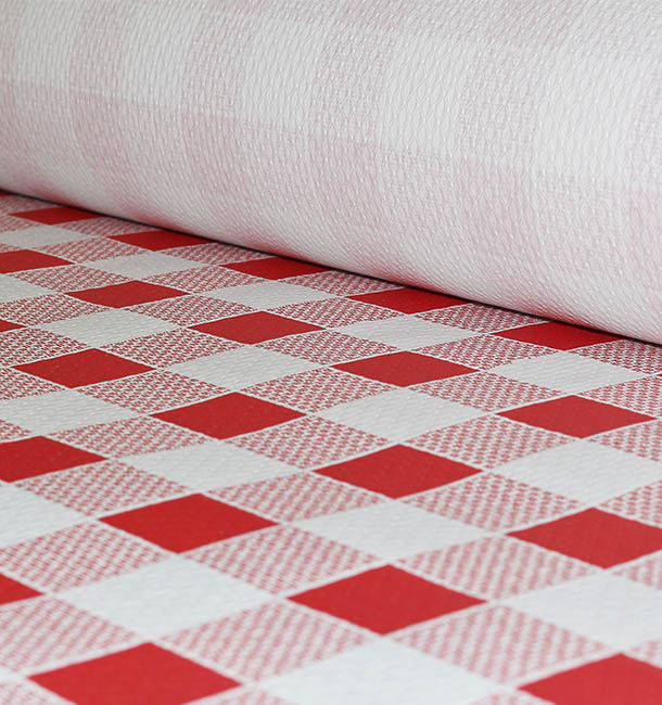 Paper Tablecloth Roll Red Checkers 1x100m. 40g (6 Units)