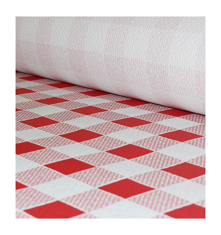 Paper Tablecloth Roll Red Checkers 1x100m. 40g (6 Units)