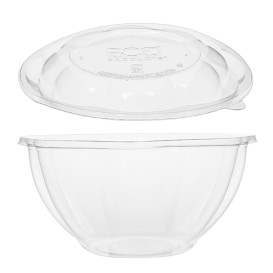 Renewable and Compostable Salad Bowls with Lids, 24 oz, Clear