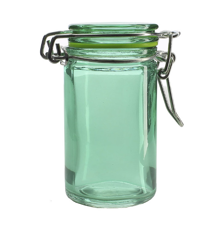 Glass Storage Jar Airtight Green 70ml Ø4,5x8cm (32 Units) Glass Storage Jar Airtight Green 70ml Ø4,5x8cm (32 Units)