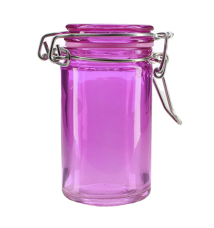 Glass Storage Jar Airtight Lilac 70ml Ø4,5x8cm (32 Units) Glass Storage Jar Airtight Lilac 70ml Ø4,5x8cm (32 Units)