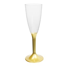 Plastic Stemmed Flute Sparkling Wine Gold 120ml 2P (200 Units)