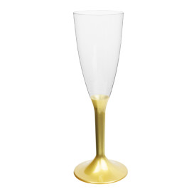 Plastic Stemmed Flute Sparkling Wine Gold 120ml 2P (200 Units)