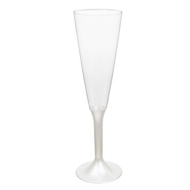 Plastic Stemmed Flute Sparkling Wine White Pearl 160ml 2P (40 Units)