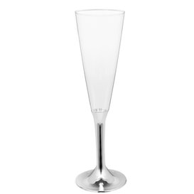 Plastic Stemmed Flute Sparkling Wine Silver Chrome 160ml 2P (40 Units)