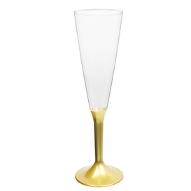 Plastic Stemmed Flute Sparkling Wine Gold 160ml 2P (200 Units)