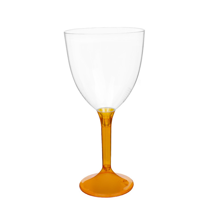 Plastic Stemmed Glass Wine Orange Clear Removable Stem 300ml (200 Units)