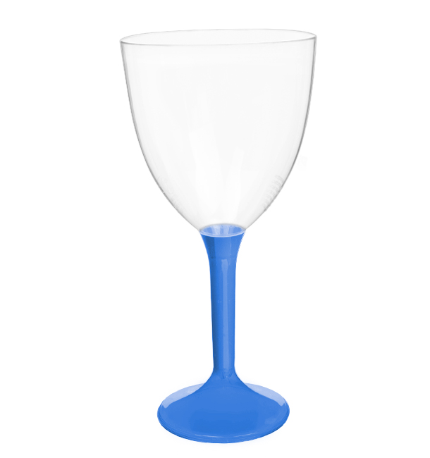 Plastic Stemmed Glass Wine Blue Mediterranean Removable Stem 300ml (40 Units)