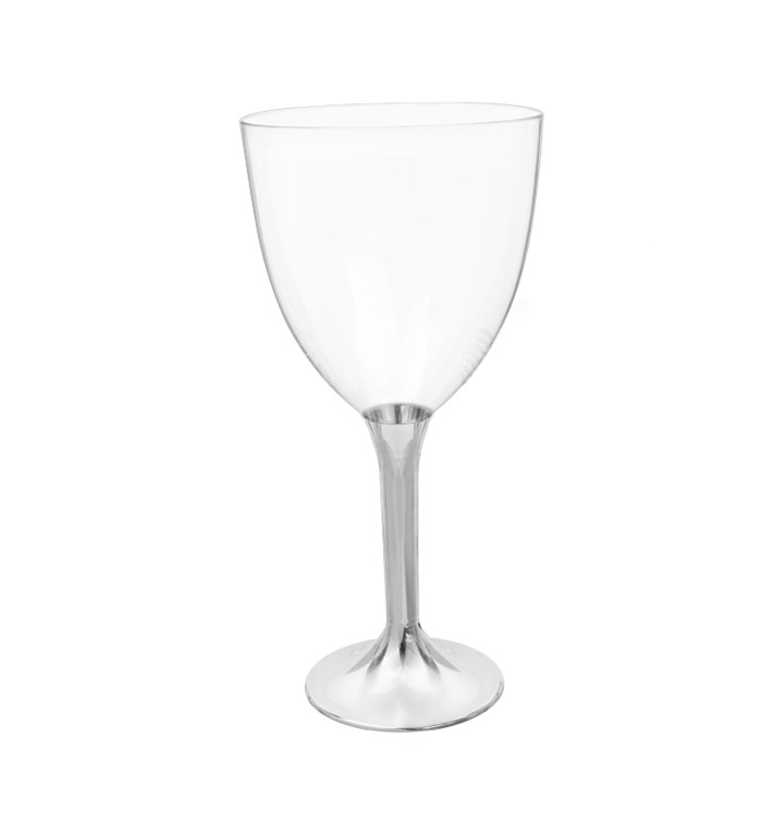 Plastic Stemmed Glass Wine Niquel Chrome Removable Stem 300ml (200 Units)