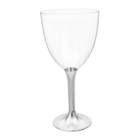 Plastic Stemmed Glass Wine Niquel Chrome Removable Stem 300ml (40 Units)