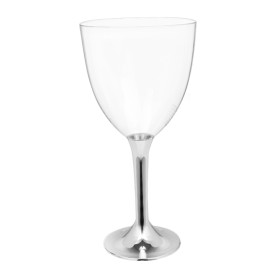 Plastic Stemmed Glass Wine Silver Chrome Removable Stem 300ml (200 Units)