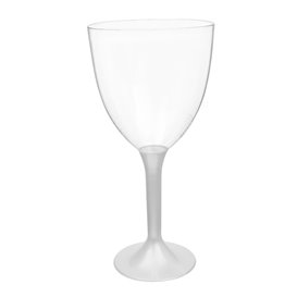 Plastic Stemmed Glass Wine White Pearl Removable Stem 300ml (40 Units)