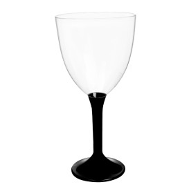 Plastic Stemmed Glass Wine Black Removable Stem 300ml (40 Units)