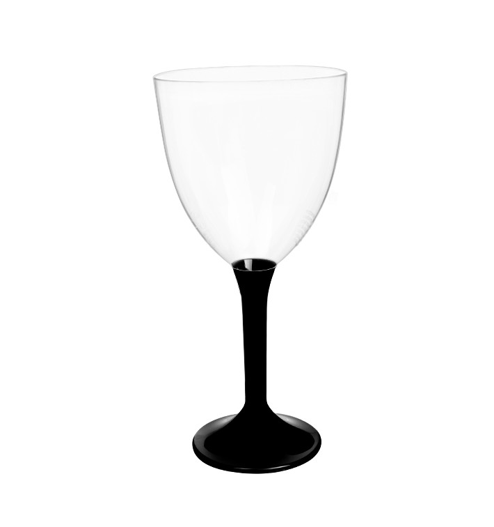 Plastic Stemmed Glass Wine Black Removable Stem 300ml (40 Units) Plastic Stemmed Glass Wine Black Removable Stem 300ml (40 Units)