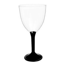 Plastic Stemmed Glass Wine Black Removable Stem 300ml (200 Units)