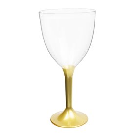 Plastic Stemmed Glass Wine Gold Removable Stem 300ml (200 Units)