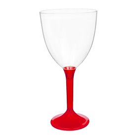 Plastic Stemmed Glass Wine Red Clear Removable Stem 300ml (40 Units)