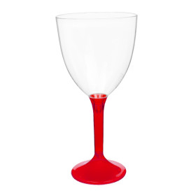 Plastic Stemmed Glass Wine Red Clear Removable Stem 300ml (40 Units)