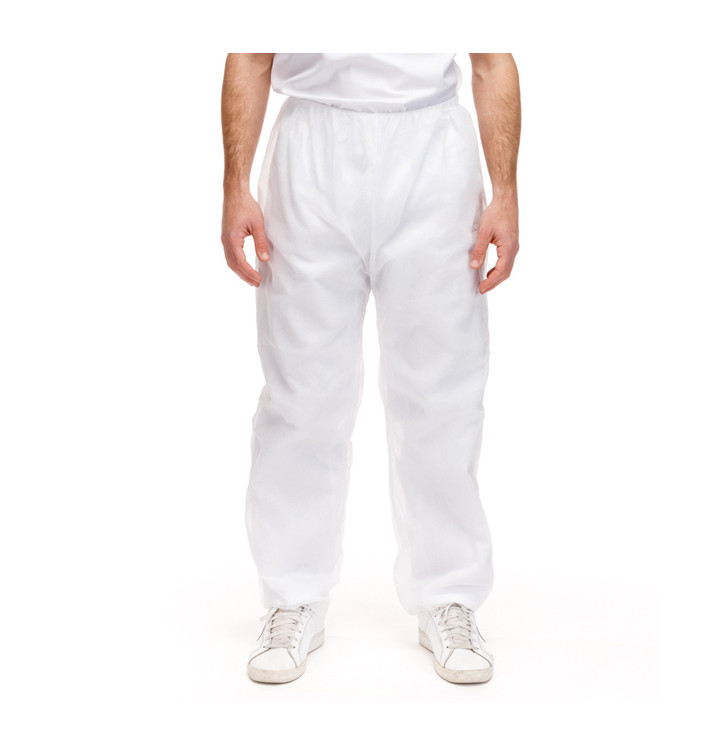 Disposable Plastic Trousers "TST" PP White 30gr. (50 Units) Disposable Plastic Trousers "TST" PP White 30gr. (50 Units)