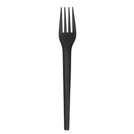 Cornstarch Fork Biodegradable CPLA Black 17cm (25 Units)