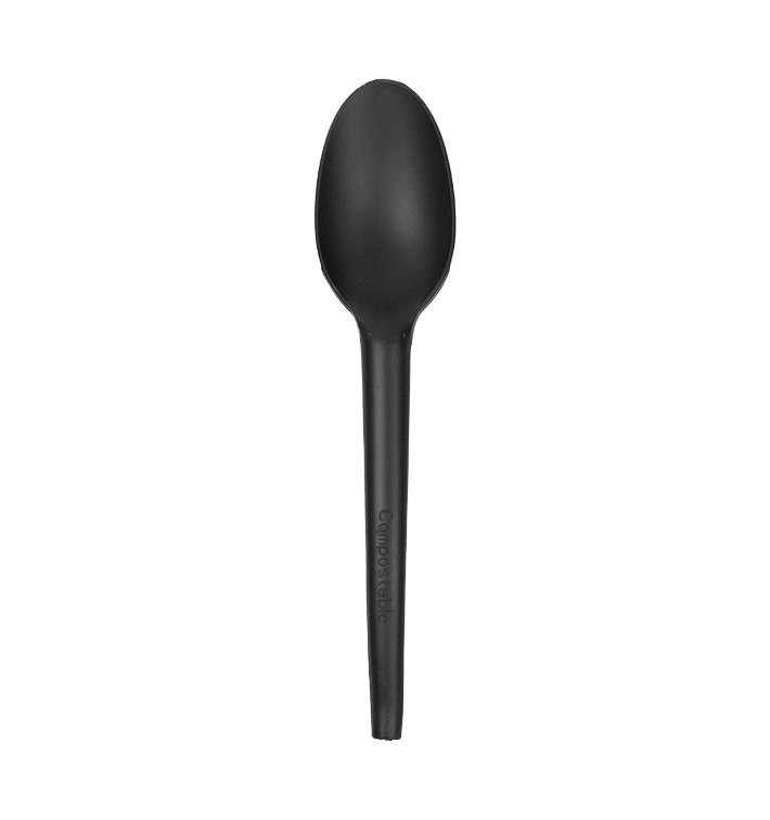 Cornstarch Spoon Biodegradable CPLA Black 16,5cm (1.000 Units)