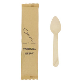 Wooden Teaspoon Wrapped 11cm (25 pcs)