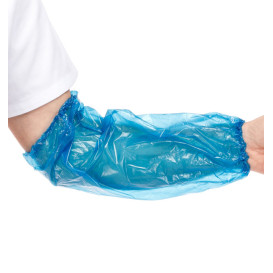 Disposable Plastic Over Sleeve PE Blue G80 18x44cm (1.000 Units)