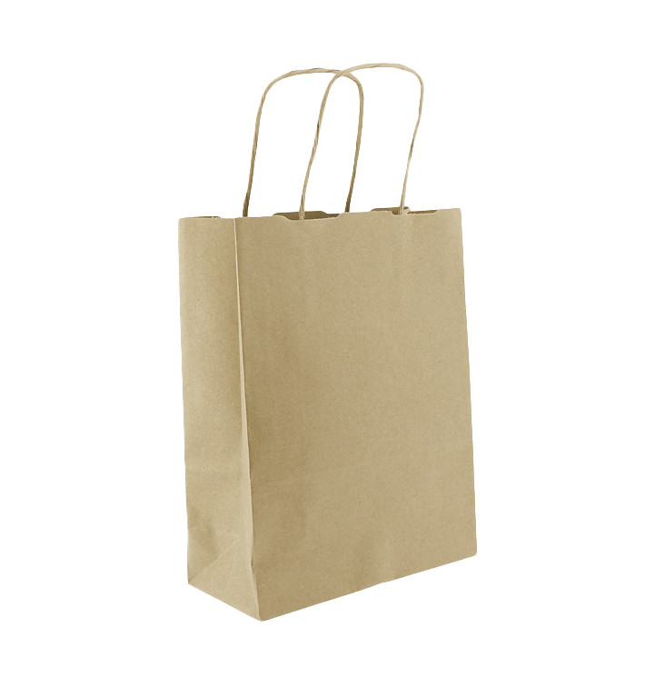 Paper Bag with Handles Kraft 100g/m² 18+8x24cm (25 Units) Paper Bag with Handles Kraft 100g/m² 18+8x24cm (25 Units)