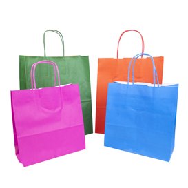 Paper Bag with Handles Kraft Green 80g/m² 26+14x32cm (250 Units) 