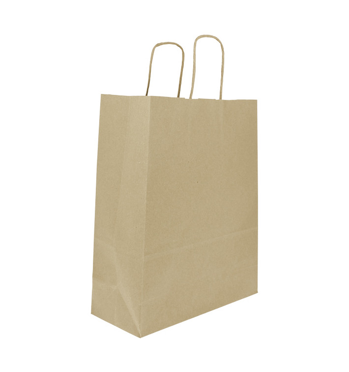 Paper Bag with Handles Kraft 100g/m² 25+11x31cm (250 Units) Paper Bag with Handles Kraft 100g/m² 25+11x31cm (250 Units)