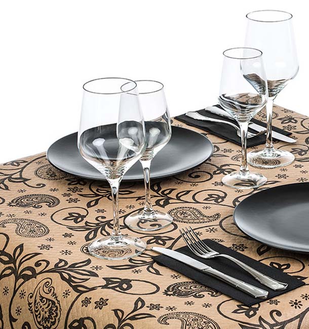 Pre-Cut Paper Tablecloth 1,2x1,2m "Cachemir" Kraft 40g/m² (300 Units)