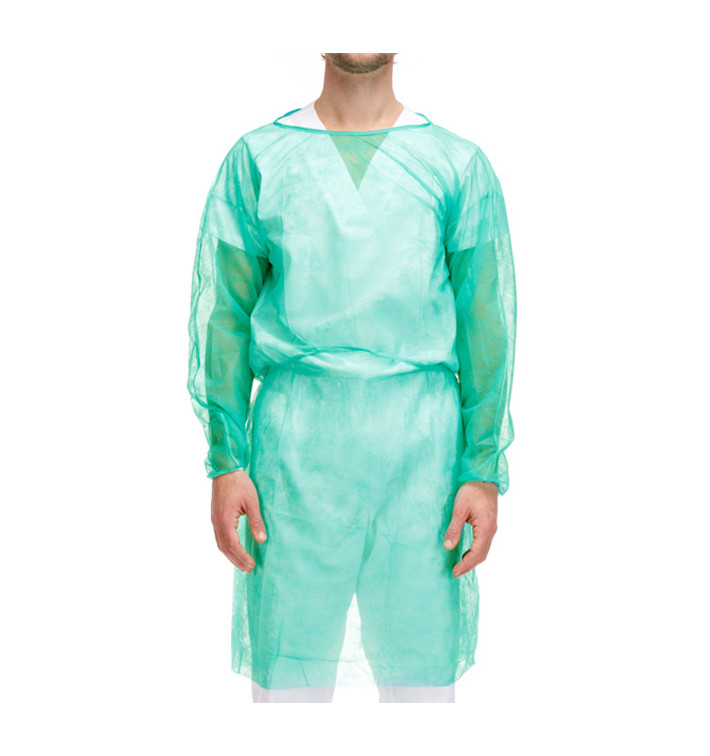 Disposable Lab Coat TST PP Tie Belt Back Closure Green XL 20gr (100 Units)