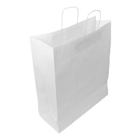 Paper Bag with Handles Kraft White 100g/m² 44+15x46cm (25 Units) 