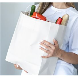 Paper Bag with Handles Kraft White 100g/m² 44+15x46cm (25 Units) 